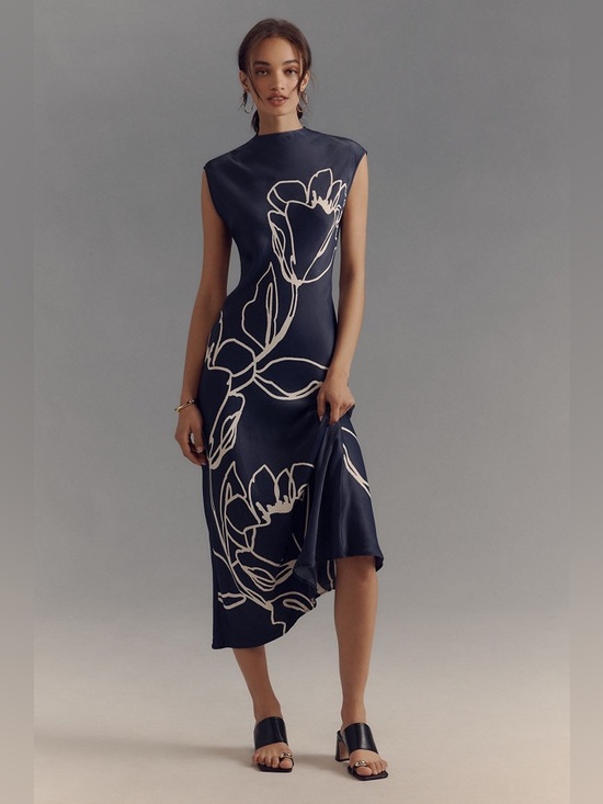 Anthropologie Dresses & Skirts - Anthropologie Maeve navy mock neck slip dress